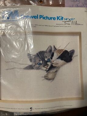 Cats Embroidery Picture Kit vintage 1977
